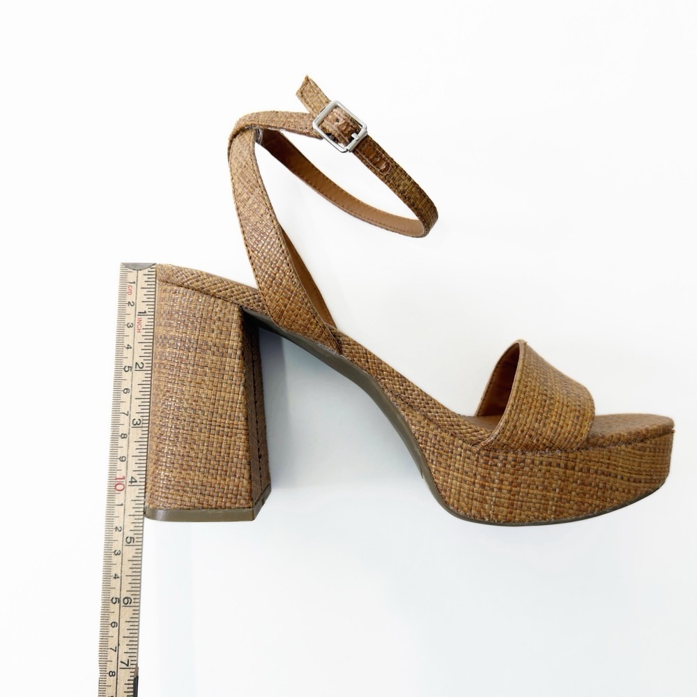 Marc Fisher Heels Womens 9.5 Brown Ankle Strap Platform Sandals Chunky Heel Boho - Picture 6 of 7